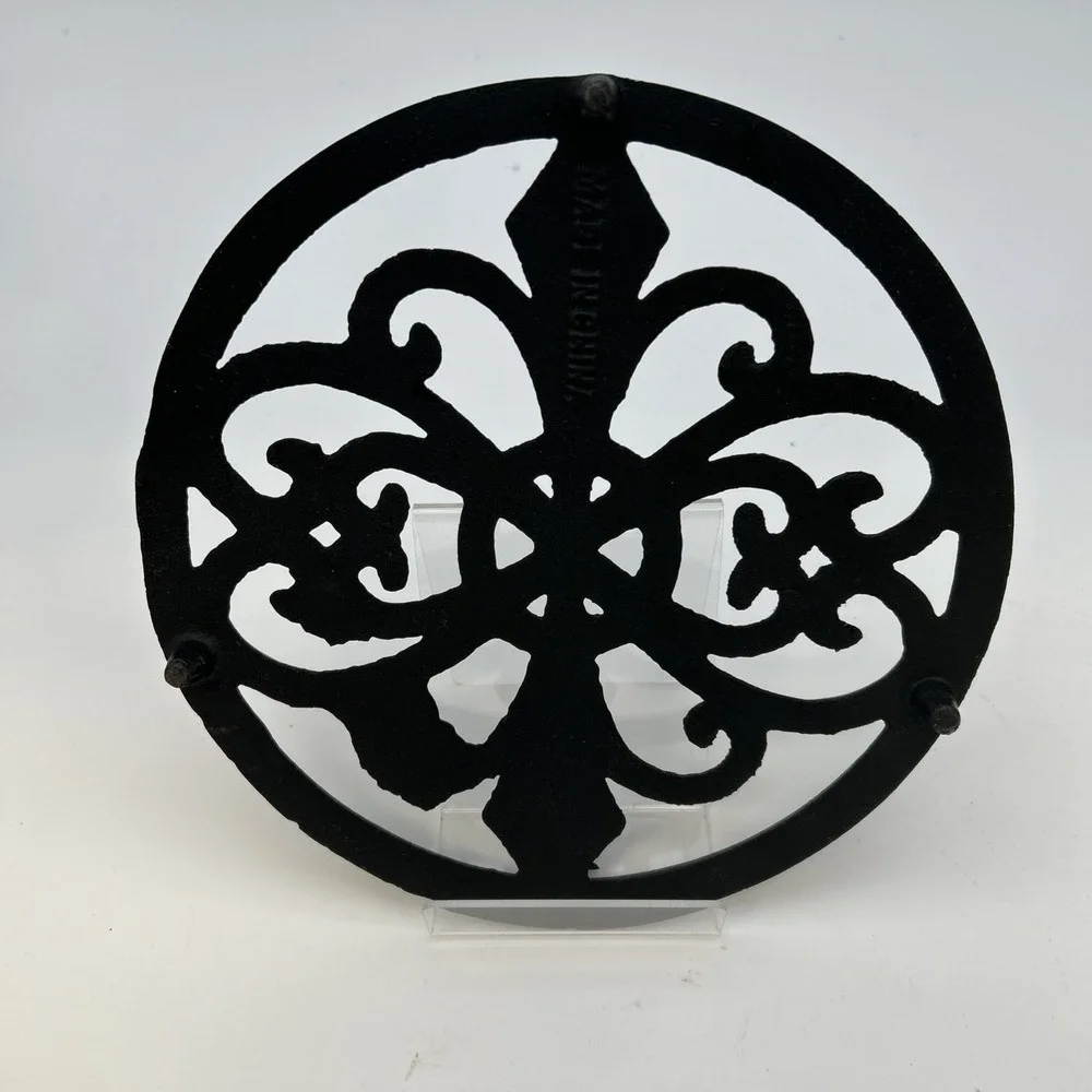 Heavy Duty Cast Iron Trivet – 8 Inch Round Metal Hot Pot Stand,